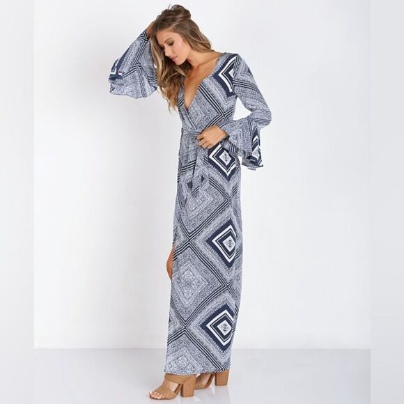 Stone Cold Fox Sunset Silk Wrap Robe Dress Alva Print M/L - Picture 1 of 15